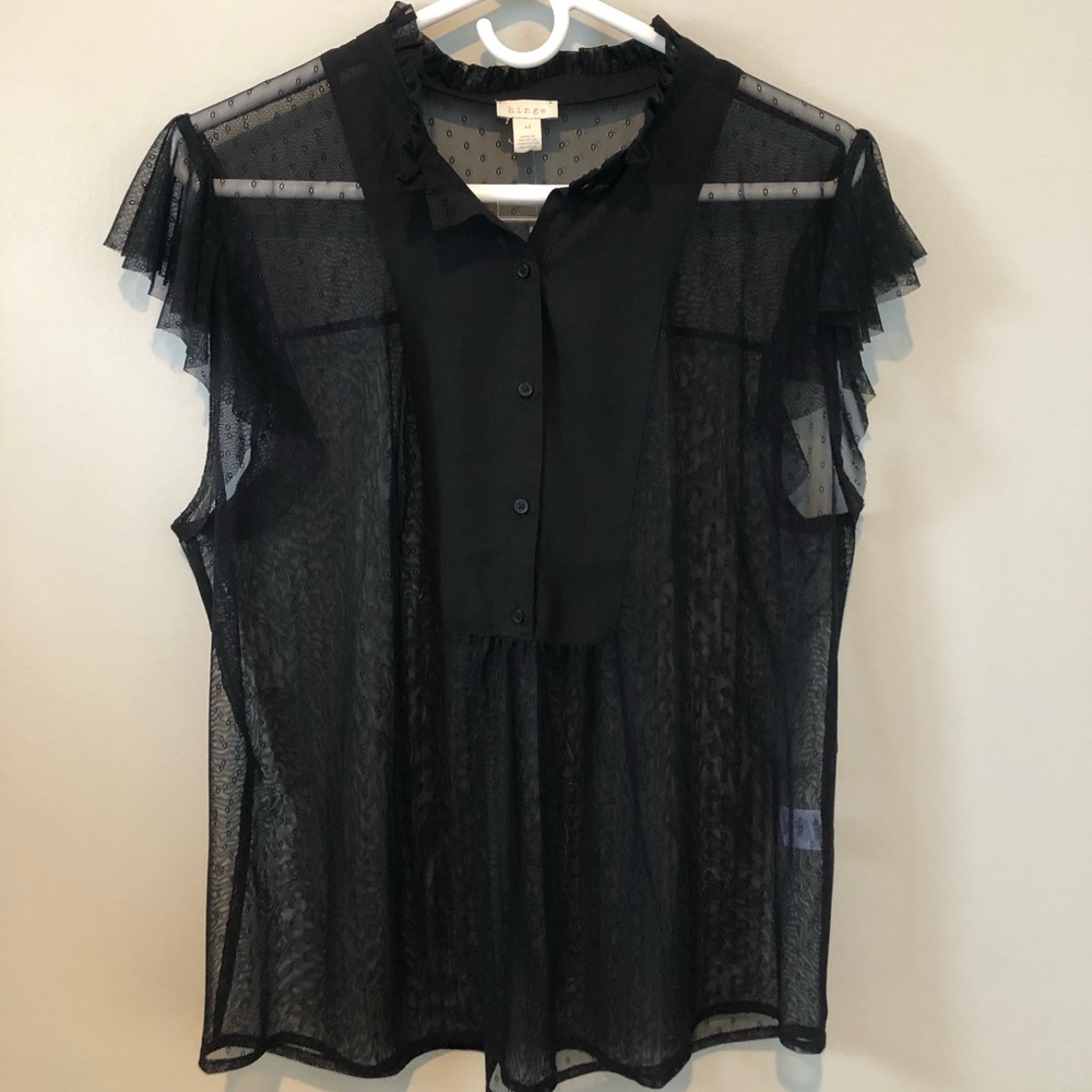 Black lace short sleeve blouse
